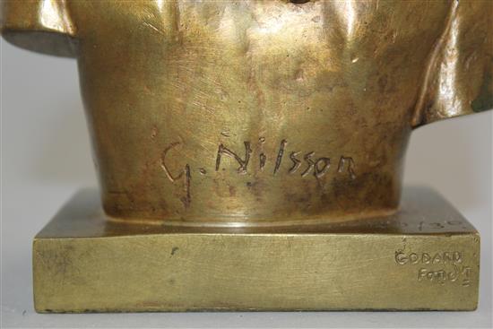 Gunnar Nilsson (Swedish, 1904-1995). A small gilded bronze bust of a young girl, 7.5in.